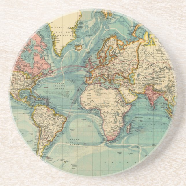 Vintage World Map Coaster (Front)