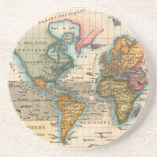 Vintage World Map Coaster (Front)