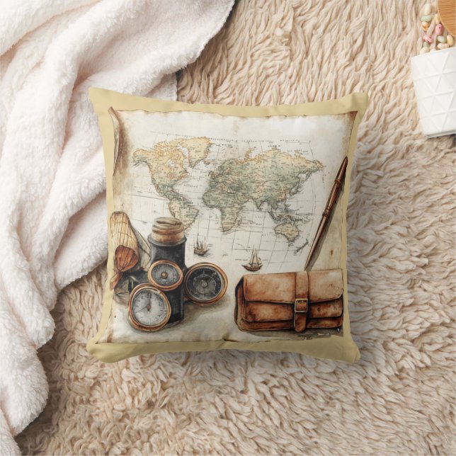 Vintage World Map Cushion (Blanket)