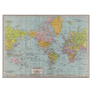 Vintage World Map cutting board