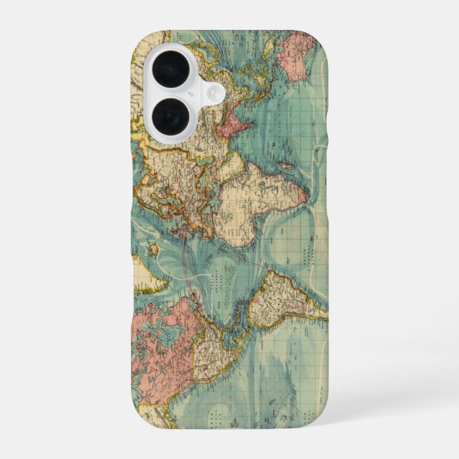 Vintage World Map iPhone 16 Case (Back)