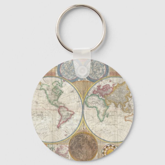 Vintage WORLD MAP Key Ring (Front)