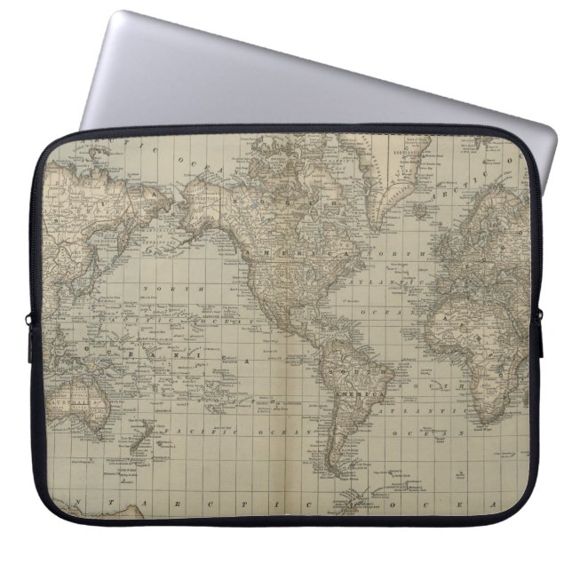 Vintage World Map Laptop Sleeve (Front)