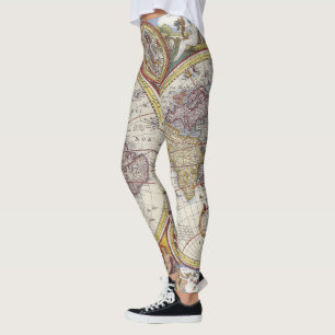 Vintage World Map Leggings