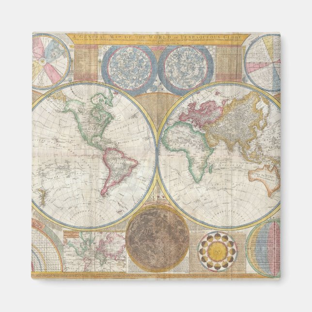 Vintage World Map Magnet (Front)