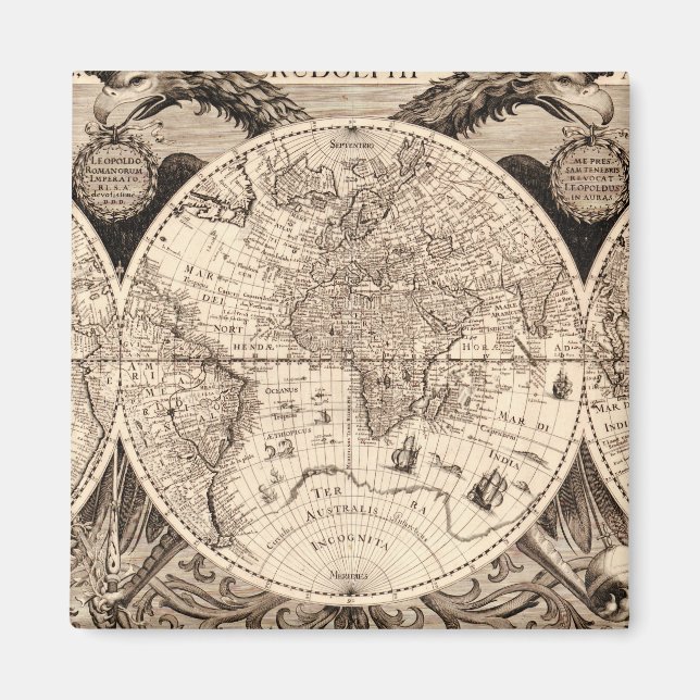 Vintage World Map Magnet (Front)