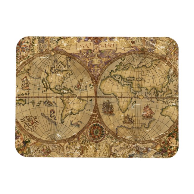 Vintage World Map Magnet (Horizontal)
