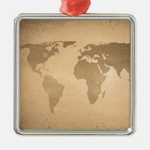 Vintage world map metal tree decoration