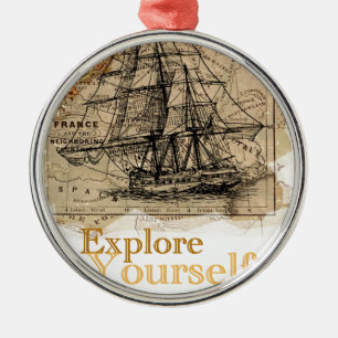 Vintage World Map Metal Tree Decoration