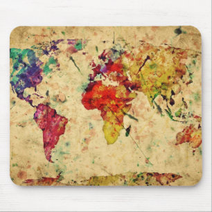 Vintage world map mouse mat