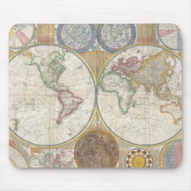 Vintage WORLD MAP Mouse Mat (Front)