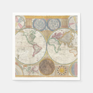 Vintage World Map Napkin