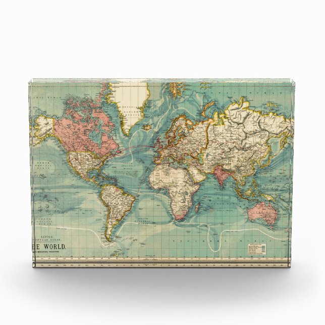 Vintage World Map Photo Block (Front)