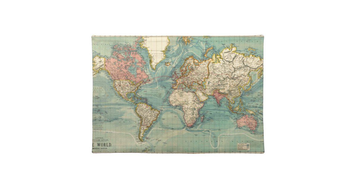 Vintage World Map Placemat Zazzle