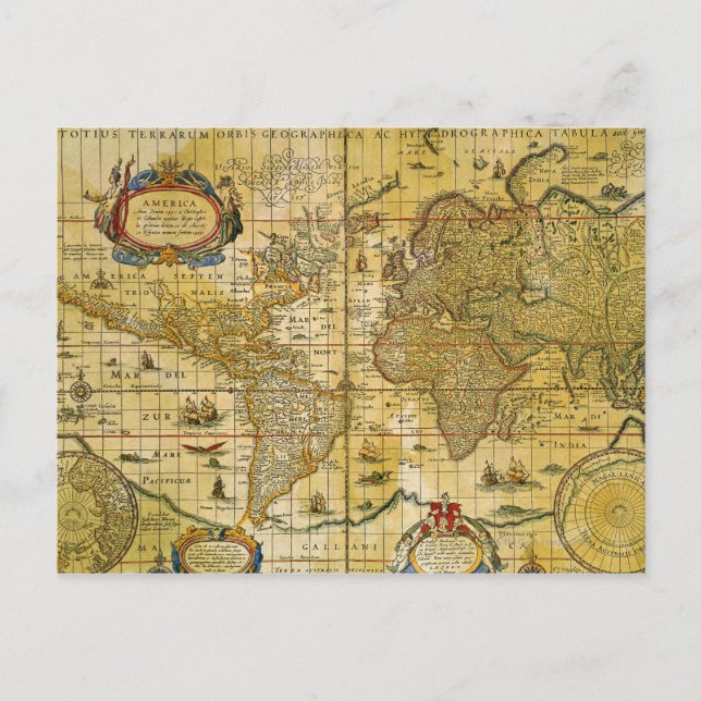 Vintage World Map Postcard (Front)