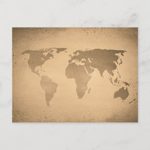 Vintage world map postcard