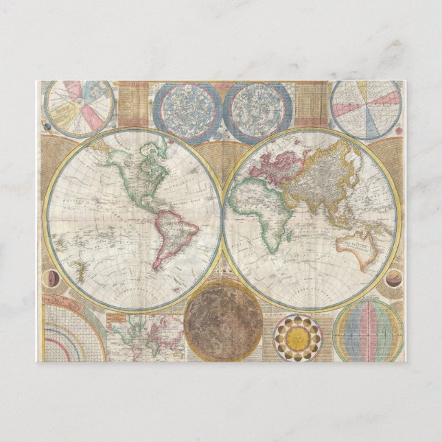Vintage World Map Postcard (Front)