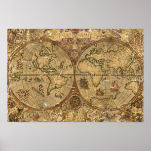 Vintage World Map Poster