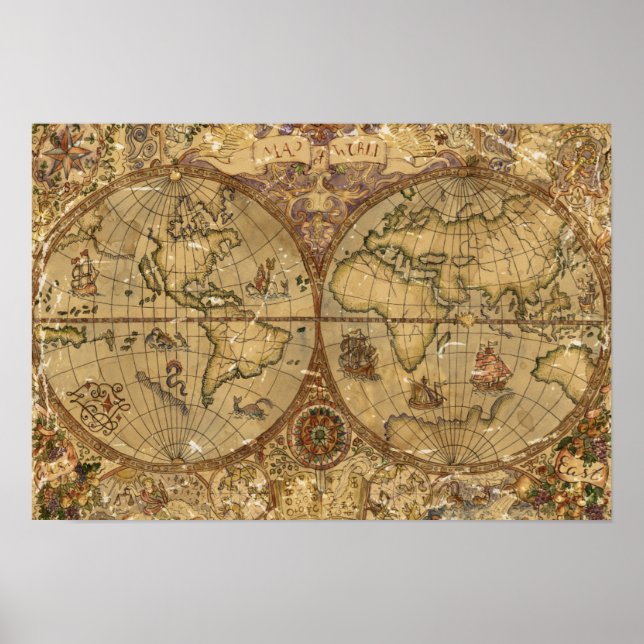 Vintage World Map Poster (Front)