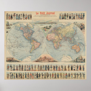 Vintage World Map Poster