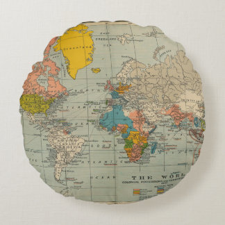 Vintage World map round pillow