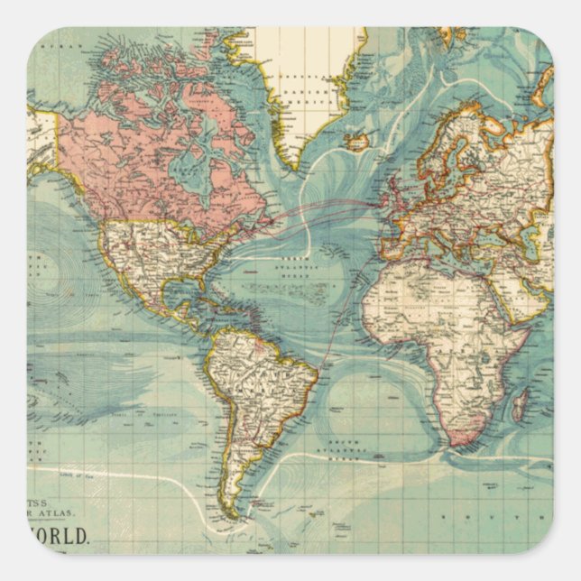Vintage World Map Square Sticker (Front)