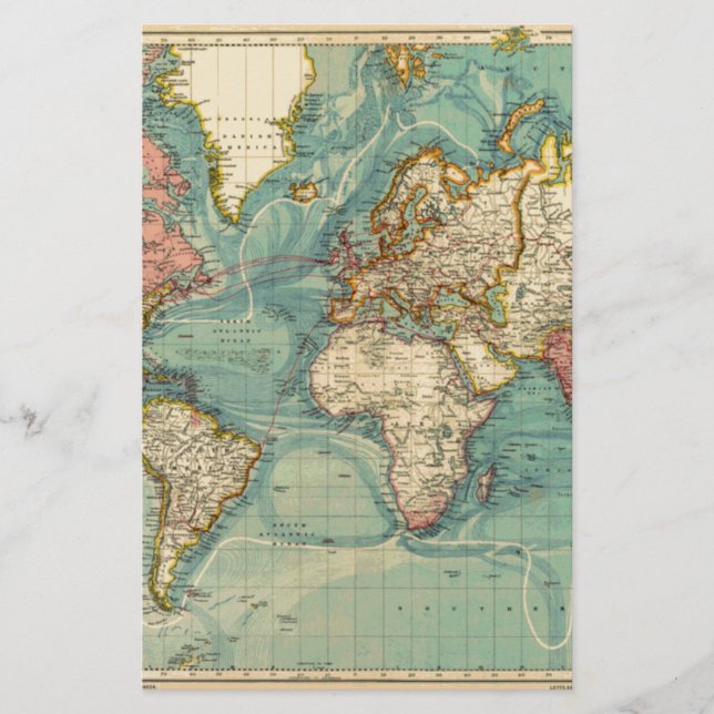 Vintage World Map Stationery (Front)