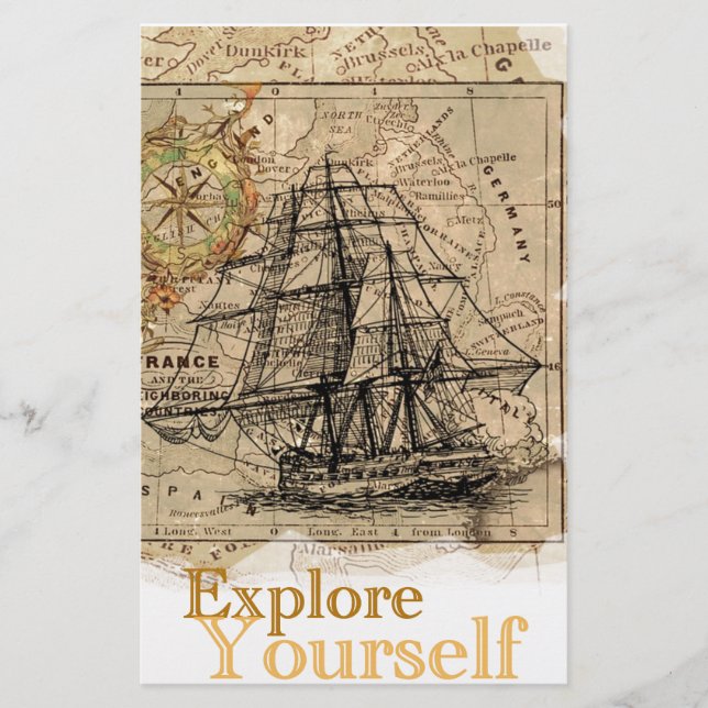 Vintage World Map Stationery (Front)