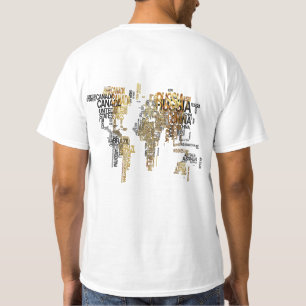 Vintage World Map T-Shirt, Artistic Geography Trav T-Shirt
