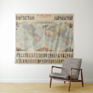 Vintage World Map Tapestry