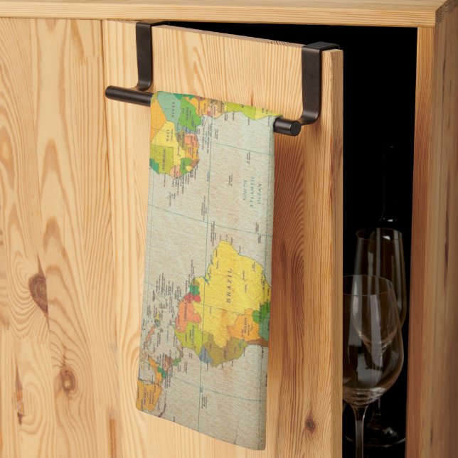 Vintage World Map  Tea Towel (Thirds Fold)