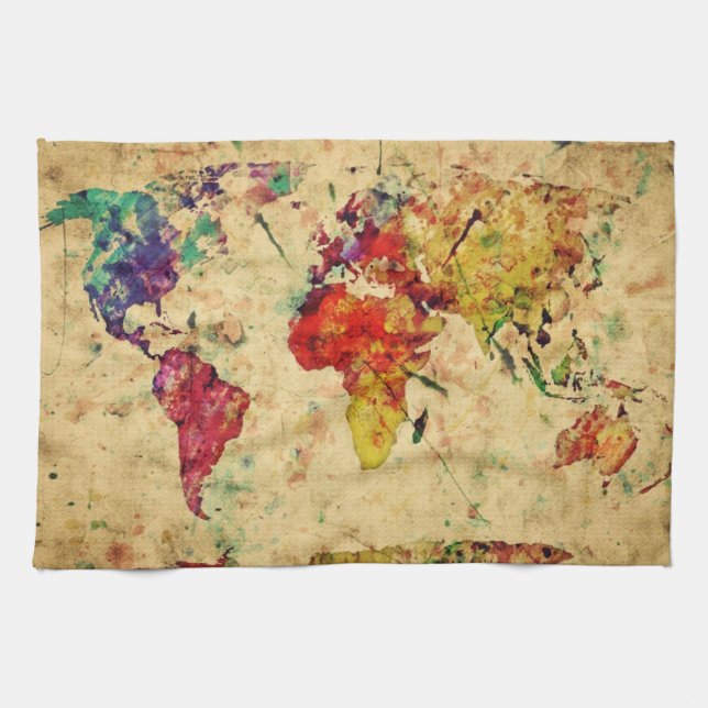 Vintage world map tea towel (Horizontal)