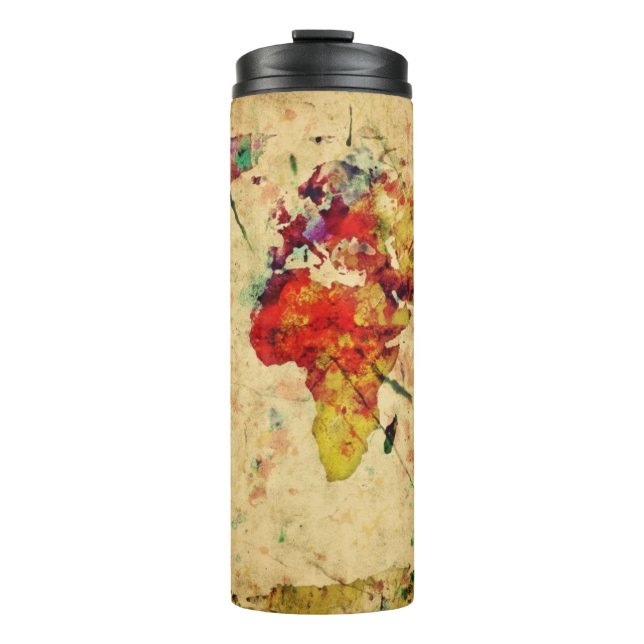 Vintage world map thermal tumbler (Front)