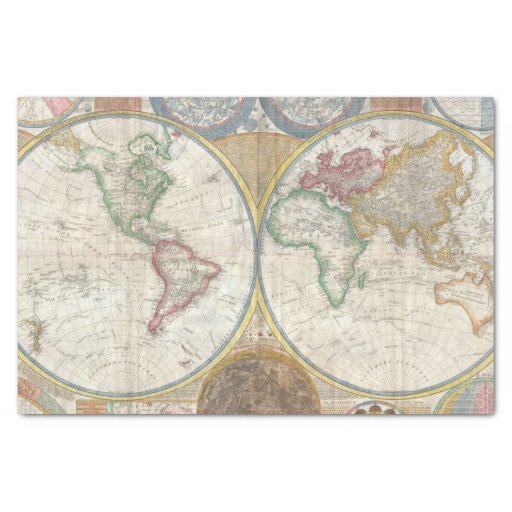Image of Vintage World Map Tissue Paper
