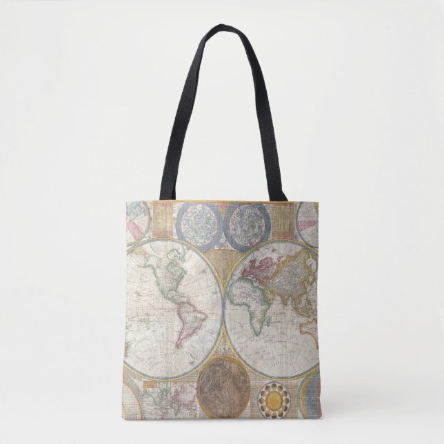 Vintage WORLD MAP Tote Bag (Front)