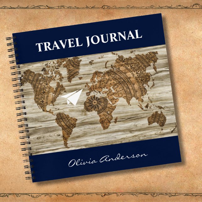 Vintage World Map, Travel Journal, Custom  Notebook (Creator Uploaded)