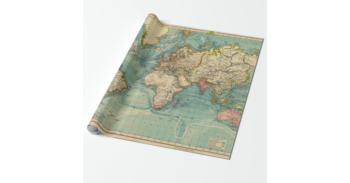 Vintage World Map Wrapping Paper | Zazzle