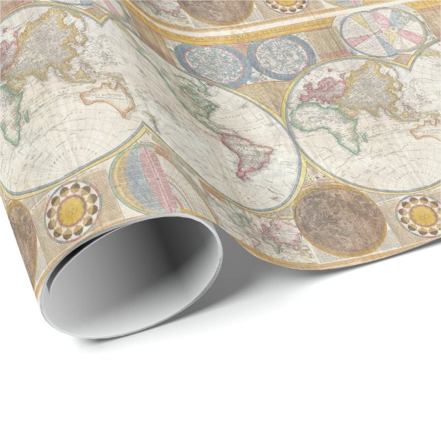 Vintage WORLD MAP Wrapping Paper (Roll Corner)