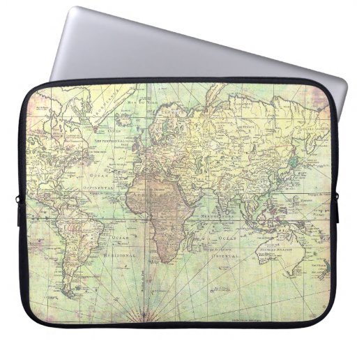 Image of Vintage World Map Yellow Antique Laptop Sleeve