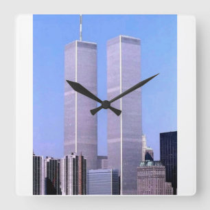 Vintage World Trade Centre Twin Towers NYC Poster Square Wall Clock
