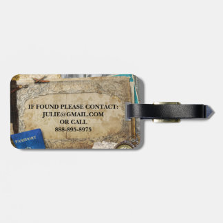 Vintage World Travel Papers & Compass Luggage Tag