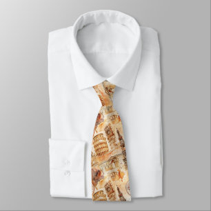 Vintage World Travel Stamp Pattern (9) Tie