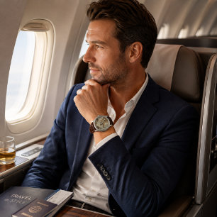 Vintage World Traveller Map Gift For Him Watch