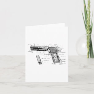 Vintage World War 1 And 2 Colt 1911 Parts Diagram  Card