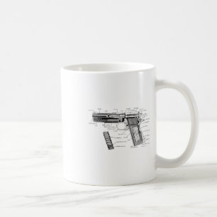 Vintage World War 1 And 2 Colt 1911 Parts Diagram Coffee Mug