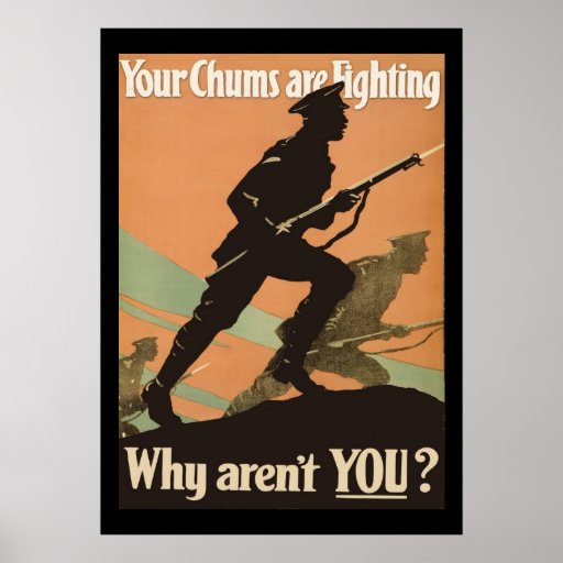 Vintage World War 1 Military Recruitment Chums Poster Zazzle 9238