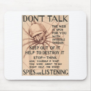 Vintage World War 1 Poster Design Talk Spider Spie Mouse Mat