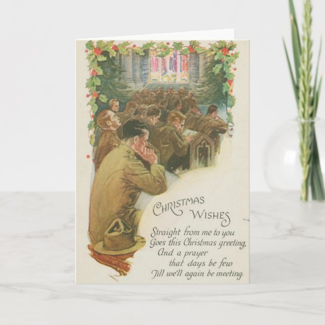 Vintage World War Christmas Holiday Card (Front)