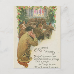 Vintage World War Christmas Holiday Postcard