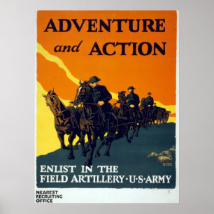 Vintage World War I Adventure in Action Army Poster